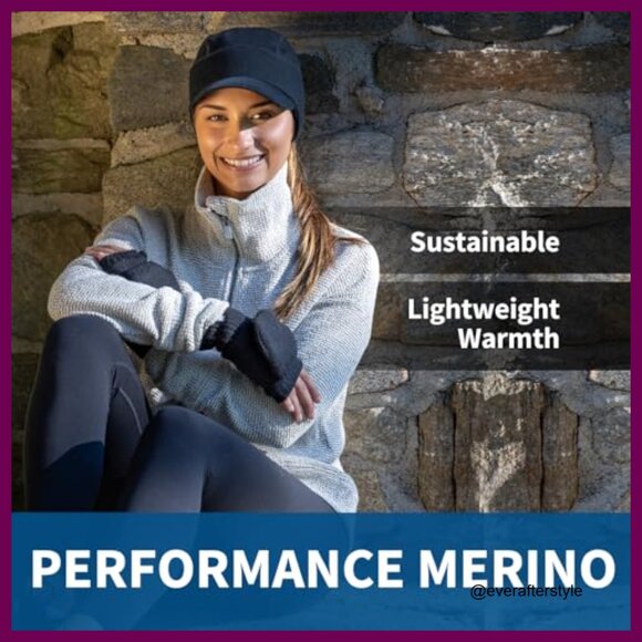 Merino Wool Ponytail Hat with Drop Down Ear Warmer for Running main image 7